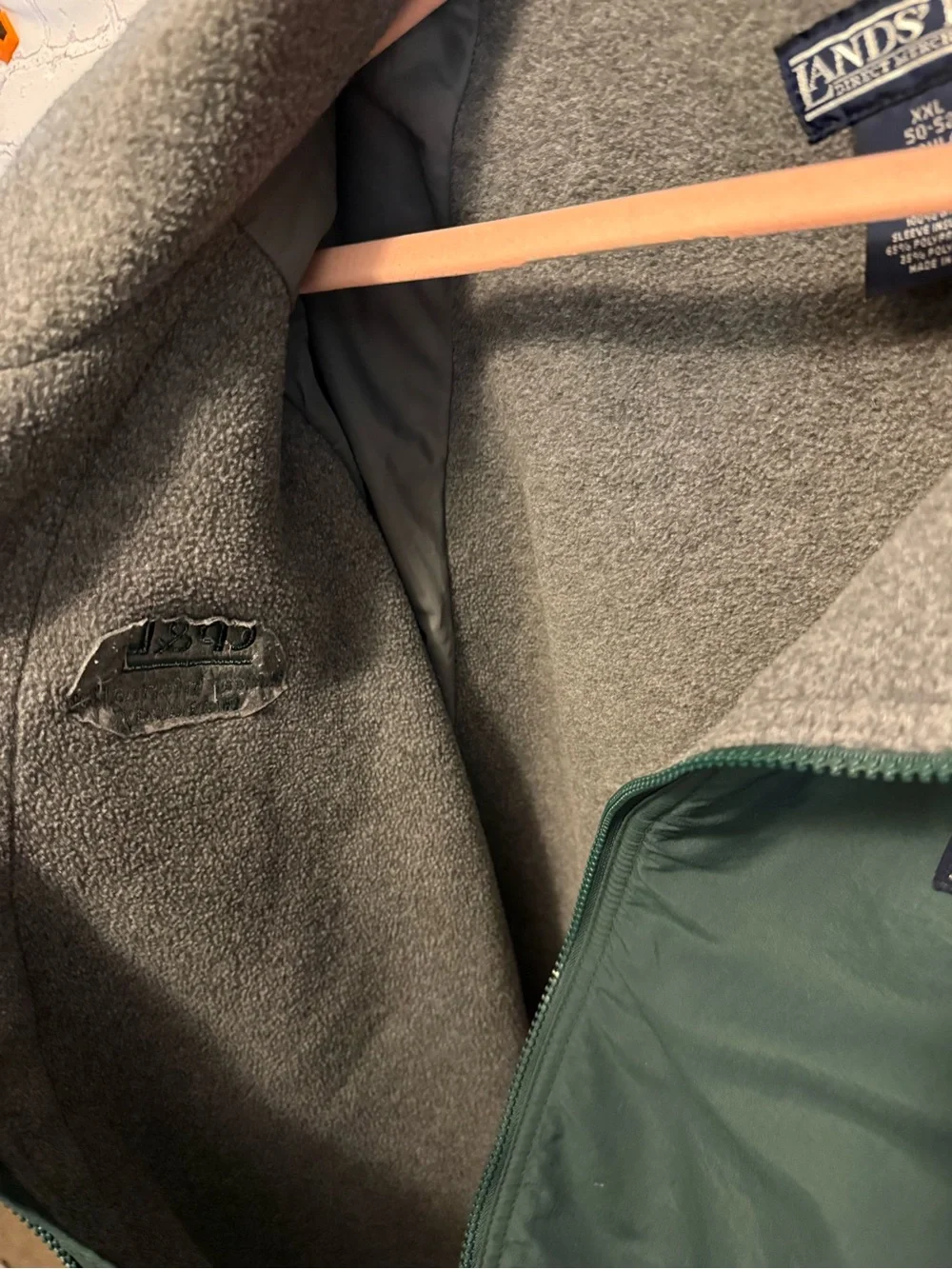 Lands' End Dark Green Jacket with Gray Fleece Lining